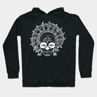 Día de Muertos - Sugar Skull Girl White Outline Hoodie